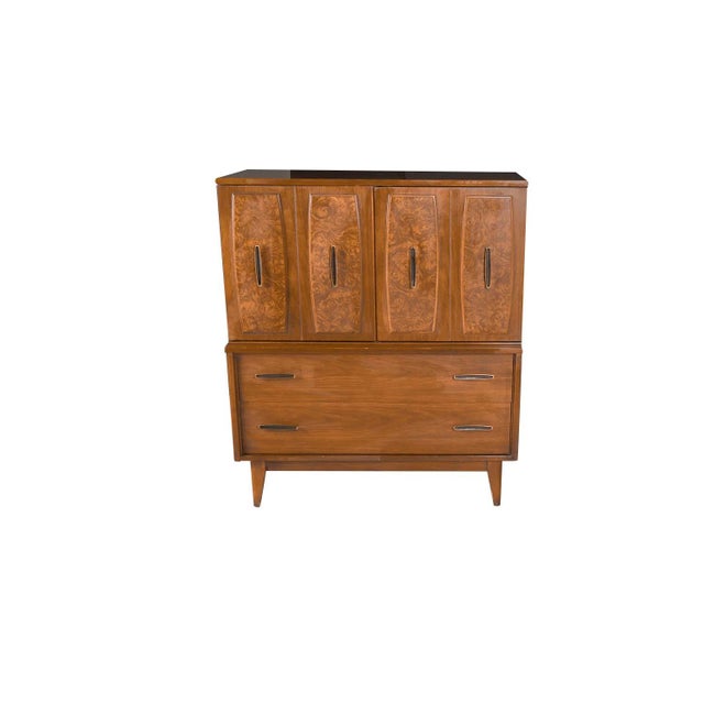 Mid-Century Burlwood Tallboy Dresser Lenoir Furniture For Sale In Baltimore - Image 6 of 8