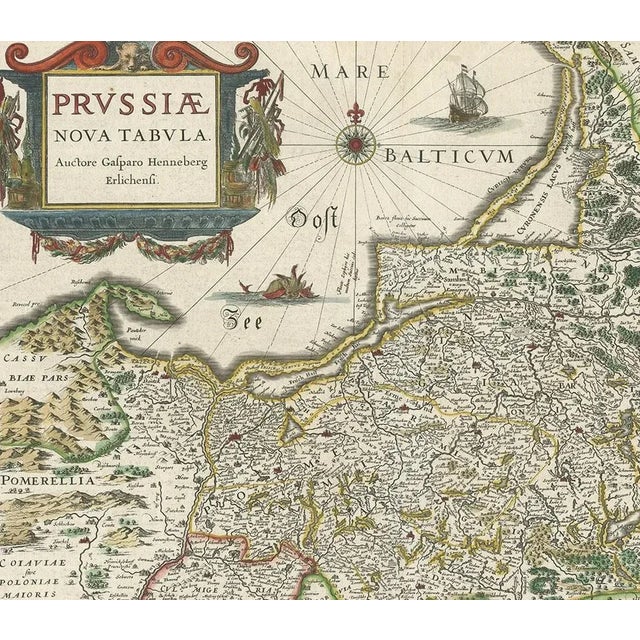 Antique Map of Prussia by Blaeu, 1635 For Sale - Image 3 of 6