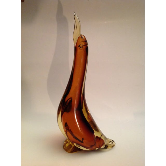 1950s Tall Sommerso Glass Caramel to Clear Penguin For Sale - Image 13 of 13