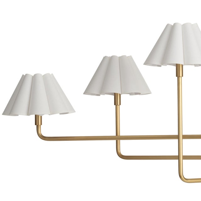Contemporary Regina Andrew Polly Chandelier, Natural Brass with Linen Scalloped Shade - 2 cartons For Sale - Image 3 of 6