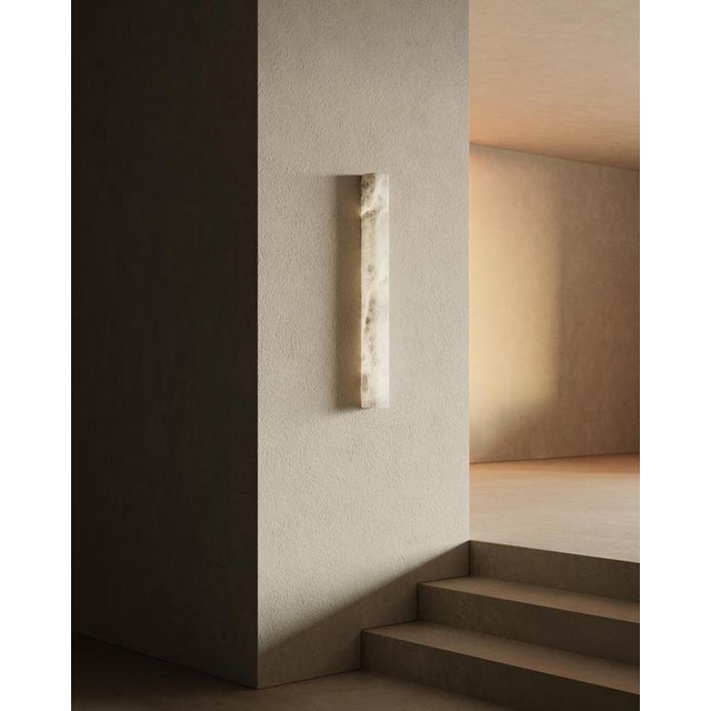 Square slim 32 wall lamp by united alabaster dimensions: d 8 x w 8 x h 32 cm (customizable height) materials: alabaster,...