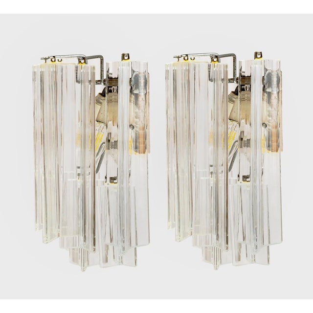 Vintage Murano Glass and Chromed Metal Wall Sconces, Italy, 1960s, Set of 2 For Sale - Image 6 of 11