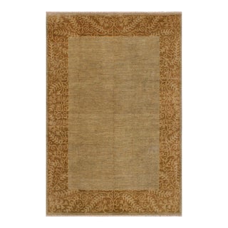 1980s Bohemian Ziegler Green Brown Hand-Knotted Wool Rug - 8'11'' X 11'10'' For Sale