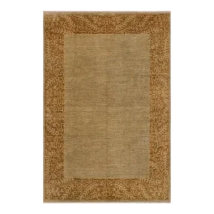 1980s Bohemian Ziegler Green Brown Hand-Knotted Wool Rug - 8'11'' X 11'10''