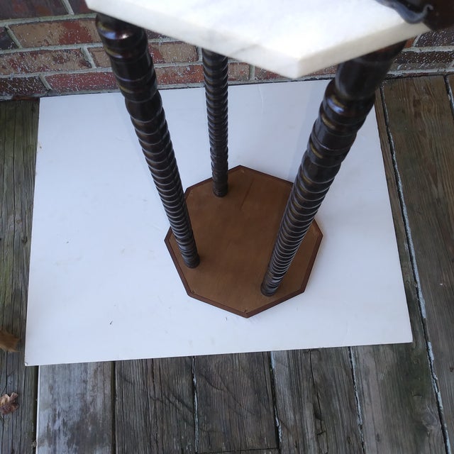 Mid Century Mahogany and Marble Two Shelf Plant Stand With Vetreria Operaia Lux Italian Vase For Sale - Image 14 of 18