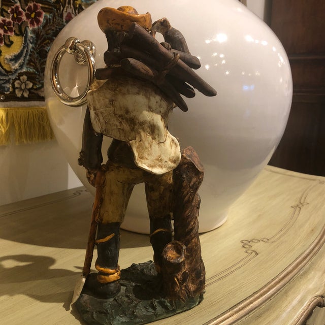 Green Italian Colorfully Hand Painted Ceramic Peasant Man Figurine - Holiday Decor For Sale - Image 8 of 12