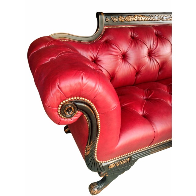 1960s Old Hickory Tannery Red Tufted-Leather Loveseat For Sale - Image 10 of 11
