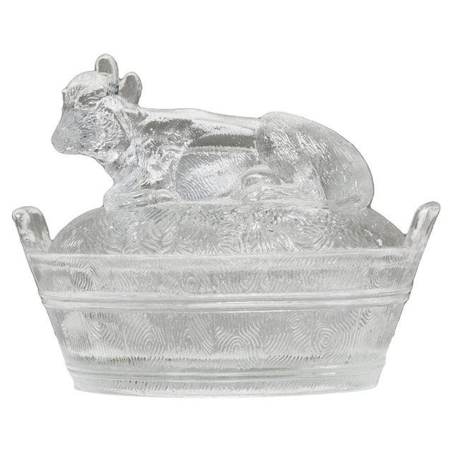 Mid-20th Century Lidded Box with Cow in Glass, 1940s For Sale - Image 11 of 11