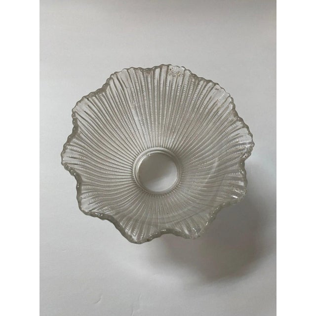 Glass Vintage Fluted Bellflower Holophane Glass Dome Ruffle Glass Shades - a Pair For Sale - Image 7 of 9