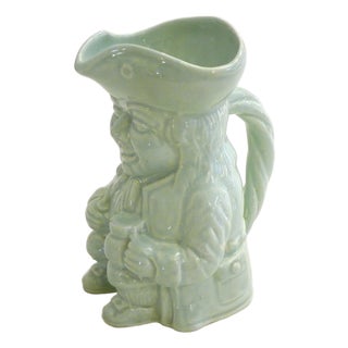 Small English Toby Jug in Pale Green Earthenware by Thomas Cone, 1890s For Sale