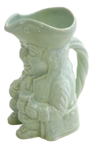 Small English Toby Jug in Pale Green Earthenware by Thomas Cone, 1890s