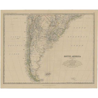 Antique Map of the Southern Part of South America, 1882 For Sale