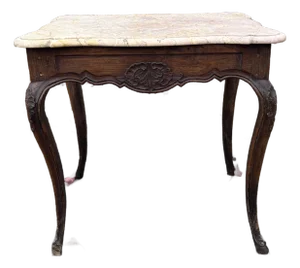 18th Century Louis XV Style Carved Walnut Marble Marble Top Side Table