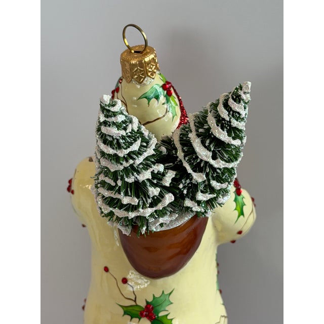 Early 21st Century Patricia Breen “Holly’s” Santa Hand-Painted Glass Christmas Ornament For Sale - Image 5 of 12