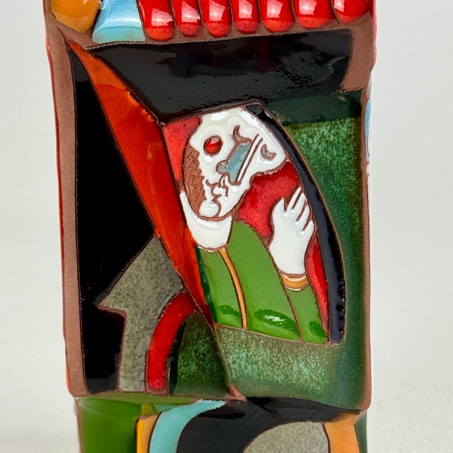 Katya Apekina Enameled Ceramic Art Sculpture With Figures in Windows, Circa 1990s For Sale - Image 9 of 10