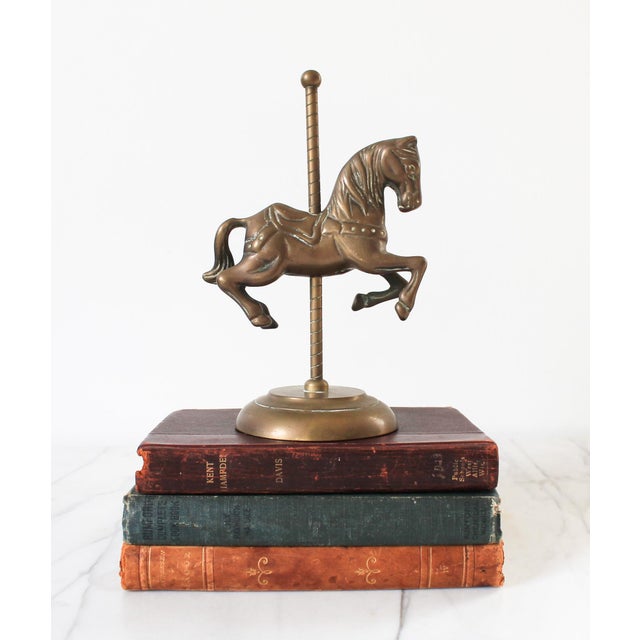 Vintage Solid Brass Carousel Horse Figurine For Sale In Milwaukee - Image 6 of 9