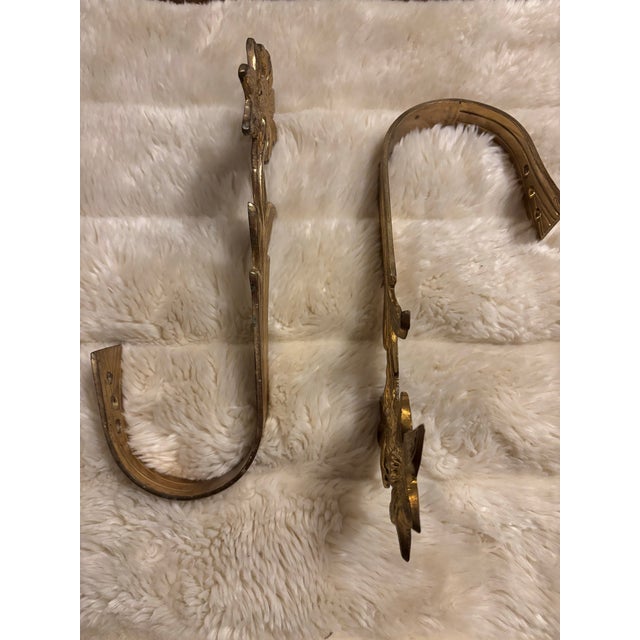 Metal Vintage Solid Brass Curtain Tie Backs, Set of 2 For Sale - Image 7 of 11