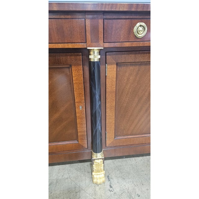 Wood Kindel National Trust Empire Flame Mahogany Sideboard Gilt Paw Feet Faux Marble For Sale - Image 7 of 12