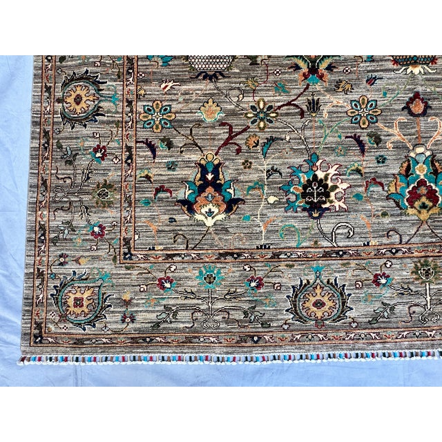 Textile Hand-Knotted Afghan Sultanabad Chobi Wool Area Rug - 8'10" X 12'0" For Sale - Image 7 of 15