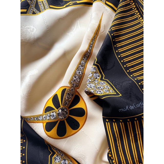 Black 1990s Cartier Silk Scarf Clock Dial For Sale - Image 8 of 10