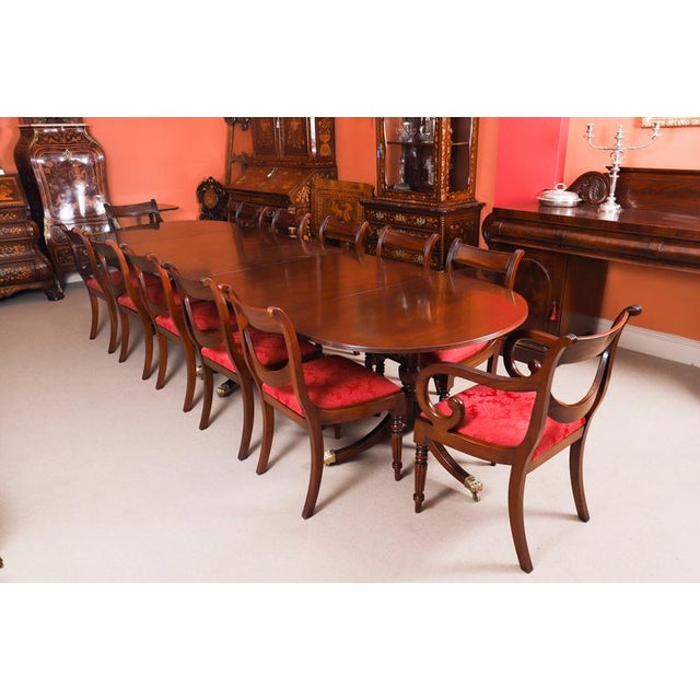 Antique Regency Revival Triple Pillar Dining Table, 1900s For Sale - Image 4 of 17