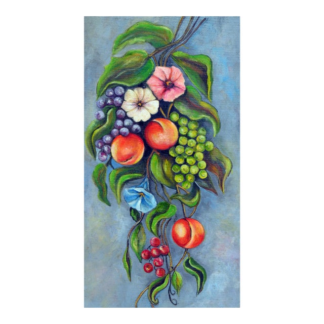 Mid Century Fruits & Flowers Still Life by T. Tinney For Sale