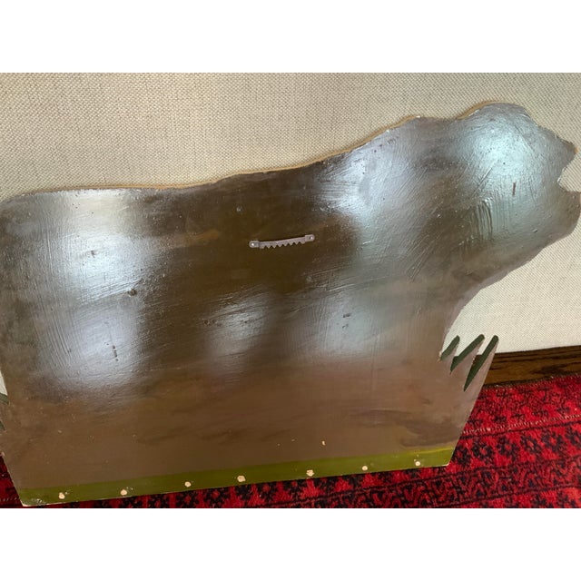 1980s Mrs. O’Leary’s Cow Oil Painting of Cow on Wood in Pasture For Sale - Image 4 of 10