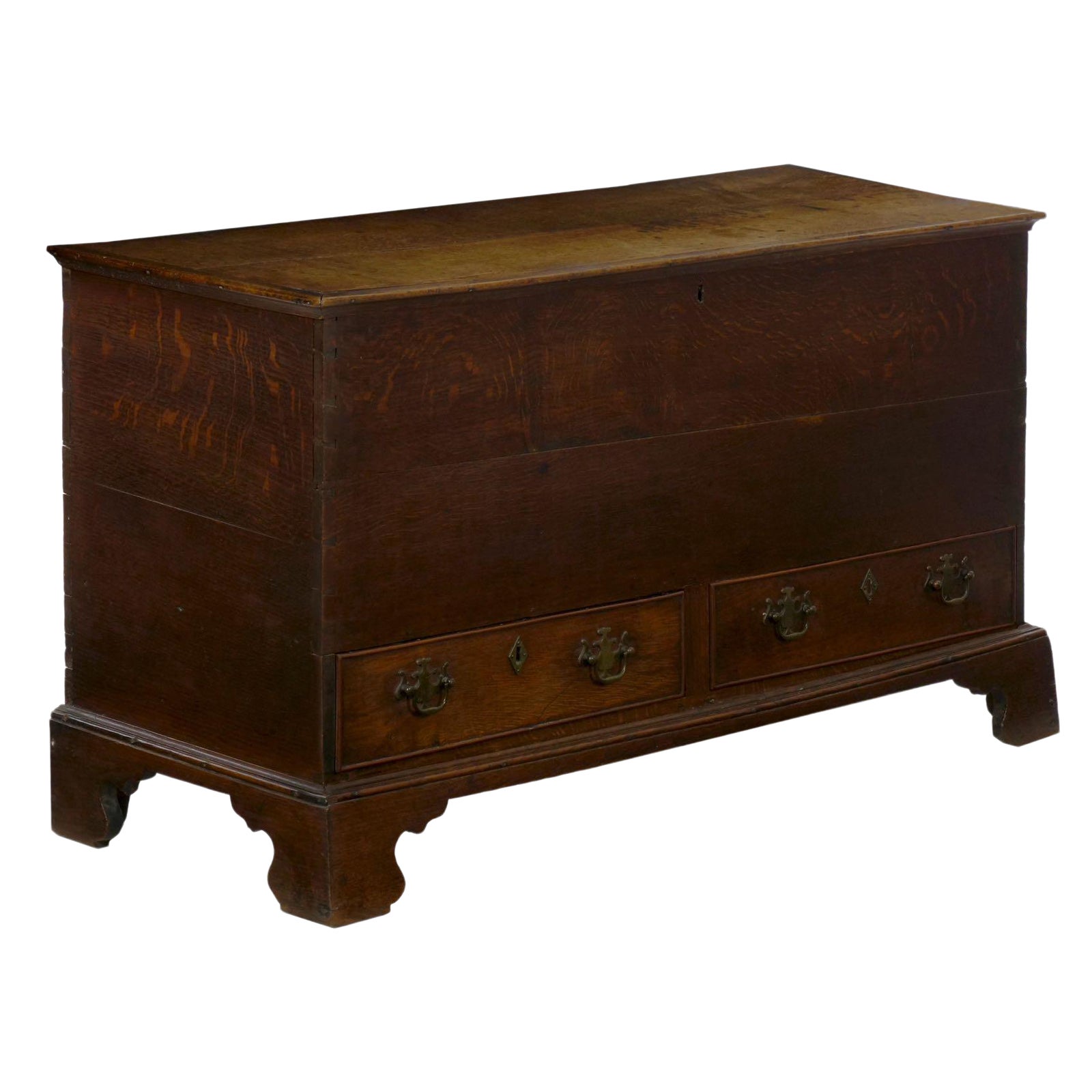 18th Century English George Iii Antique Oak Blanket Chest Over Two
