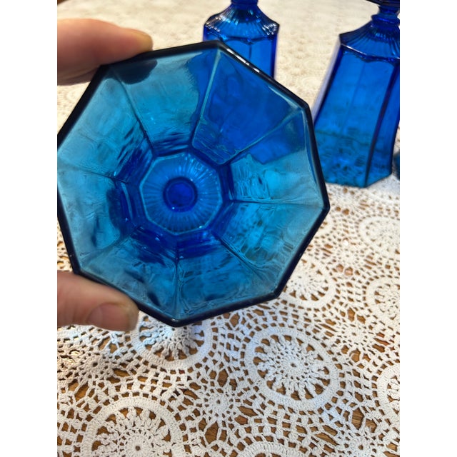 Blue Vintage Electric Blue by Independence Glass - Iced Tea or Anything Goblets - Set of 6 For Sale - Image 8 of 8