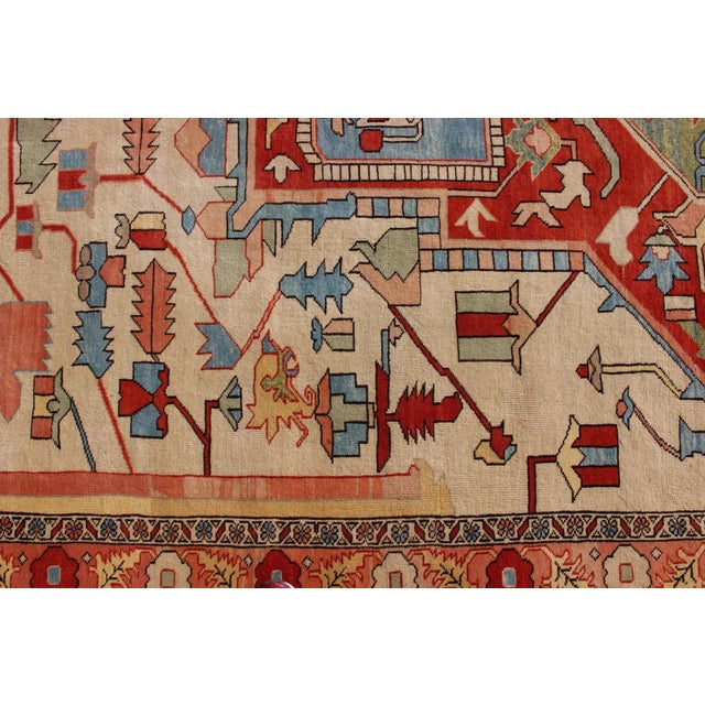 Very Large Serapi Rug With Medallion on a Cream Background Keivan Woven Arts 16'9"x28'8" For Sale - Image 11 of 12