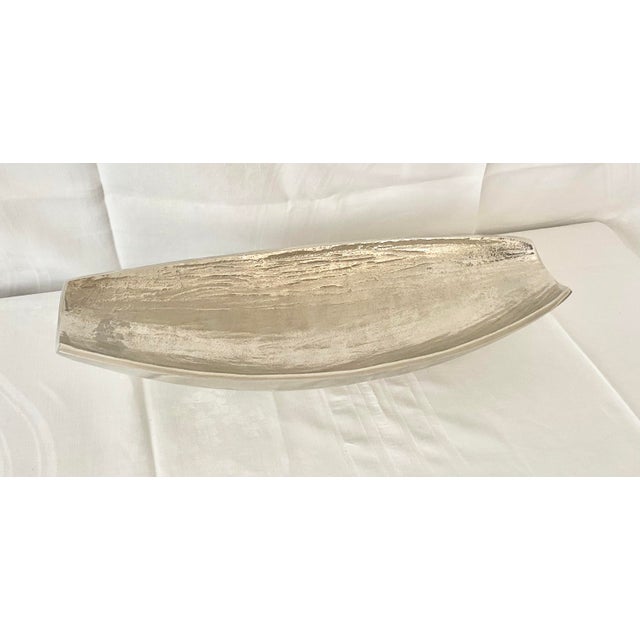 Crate & Barrel Handcrafted "Allegra" Nickel-Finish Oblong Centerpiece Bowl For Sale In Denver - Image 6 of 12