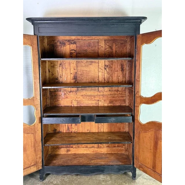 French 19th Century Napoleon III Painted Armoire, Glass Doors, French Design For Sale - Image 3 of 16