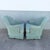 1980s Postmodern Turquoise Fabric Clam Shell Scalloped Swivel Lounge Chairs by Stanley - A Pair For Sale - Image 5 of 6