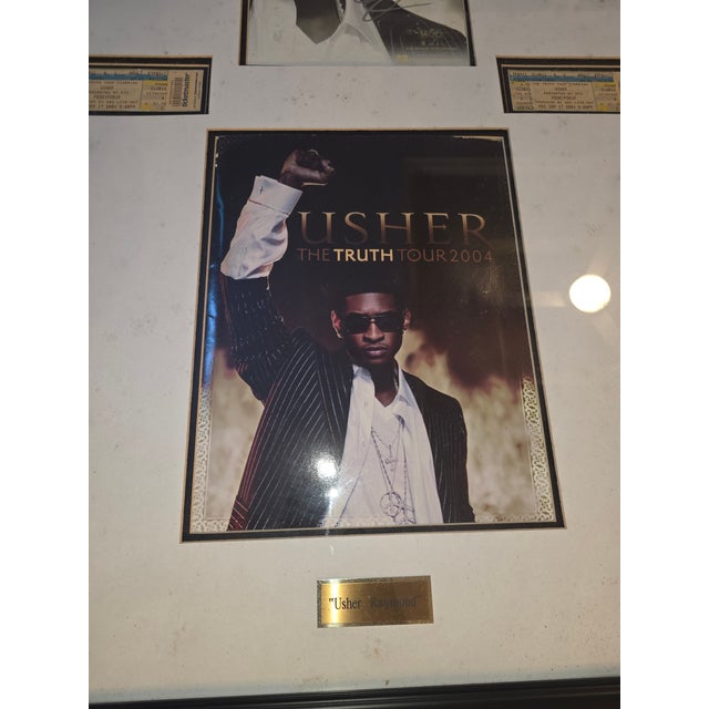 Framed Autographed Raymond poster from 2004 Truth Tour 2 authentic Ticket. AI tested signature said to be authentic for...