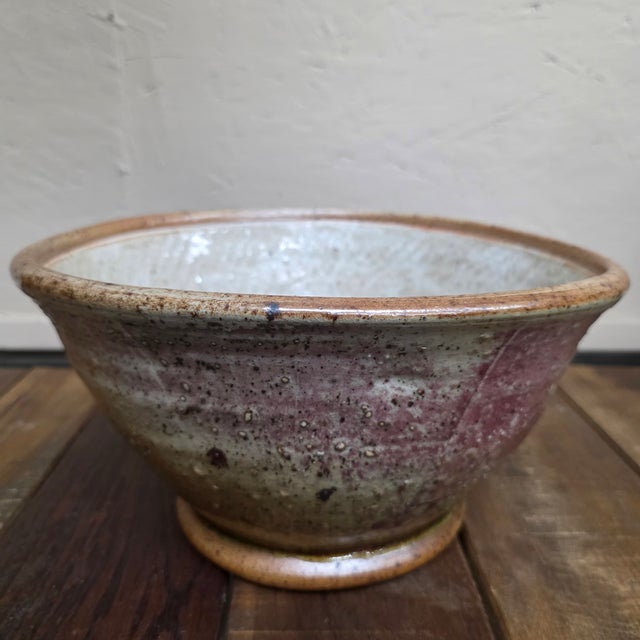 Vintage Studio Pottery Bowl, Signed Large Stoneware, Organic Modern Centerpiece For Sale - Image 12 of 15