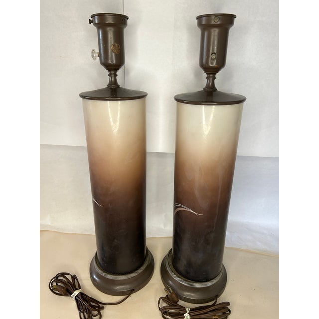 Glass Pair of Vintage La Rochère French Cameo Glass Table Lamps Wheat Motif For Sale - Image 7 of 10