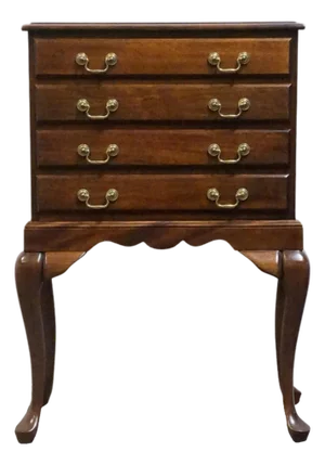 Cresent Furniture Solid Cherry Traditional Style 24" Four Drawer Accent Silver Chest