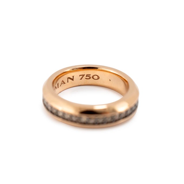 Early 21st Century Men’s David Yurman Beveled 18k Rose Gold 0.87ctw Cognac Diamonds 6mm Band Ring, Size 8 For Sale - Image 5 of 8