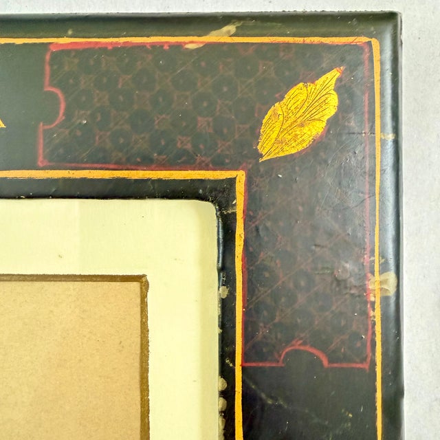English Regency Period Watercolored Cherry Print in Hand Painted Lacquered Frame For Sale - Image 9 of 16
