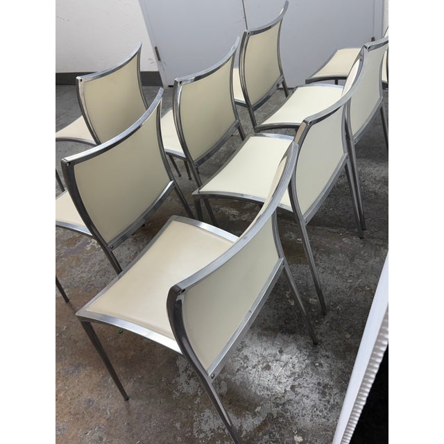 Cream Roberto Barbieri for Zanotta Zilli Stacking Chairs, Set of Eight For Sale - Image 8 of 12