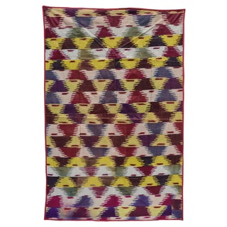 Vintage Uzbek Tribal Silk Ikat Wall Hanging, 1920s For Sale