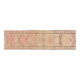 1960s Vintage Anatolian Oushak Handmade Hand Knotted Runner Rug With Natural Colors,2'8"x10'7" For Sale