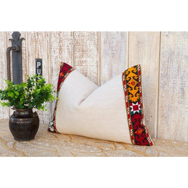 Tribal Gina Linen Tribal Border Pillow For Sale - Image 3 of 8