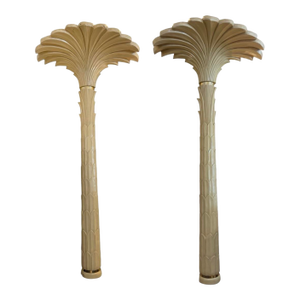Vintage Mid-Century Hollywood Regency Palm Tree Torchiere Wall Lamps After Serge Roche - A Pair