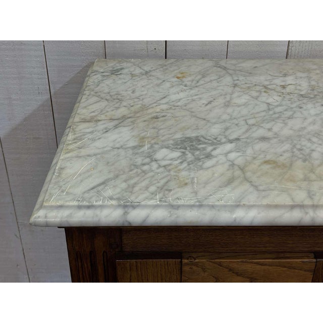 Antique Icebox in Oak with Marble Top, 1900s For Sale - Image 6 of 18