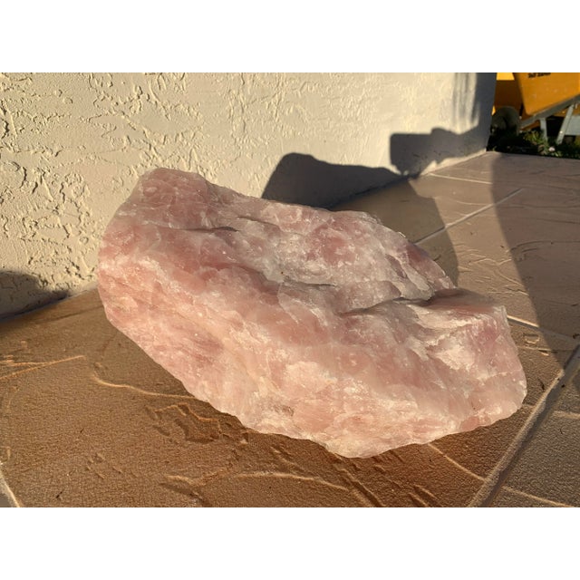 Contemporary Large Raw Rose-Quartz Crystal Stone For Sale - Image 3 of 12