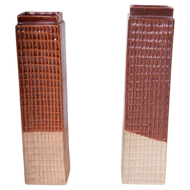 Mid-Century Czech Ceramic Vases by Kramika Horní Bříza, 1970s, Set of 2 For Sale - Image 6 of 6