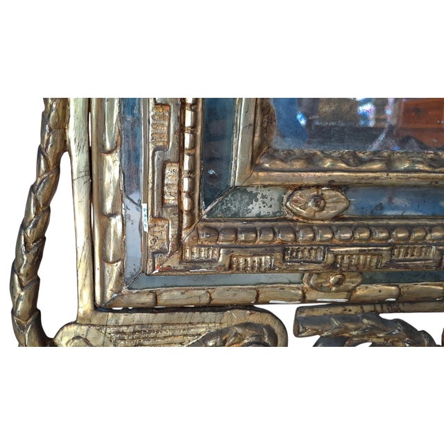 Gold Antique Piedmont Carved Wooden Mirror, 1700s For Sale - Image 8 of 12
