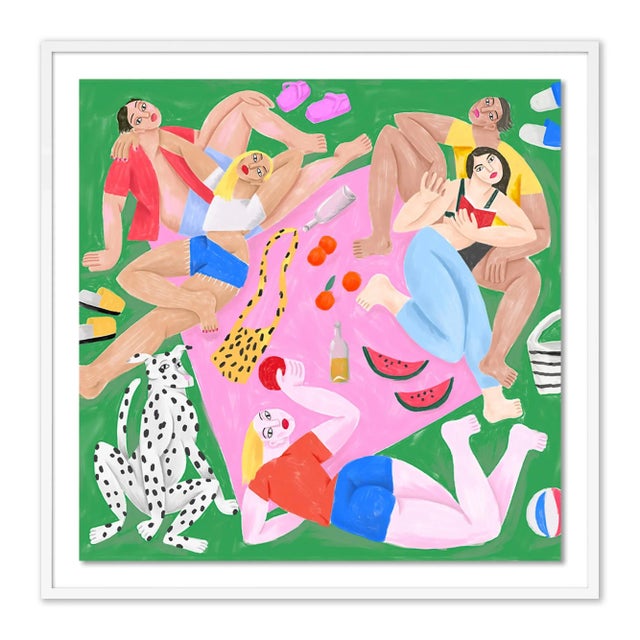 Postmodern Dimanche Au Parc by Cedric Pierre-Bez, Art Print in White Frame, Small For Sale - Image 3 of 3