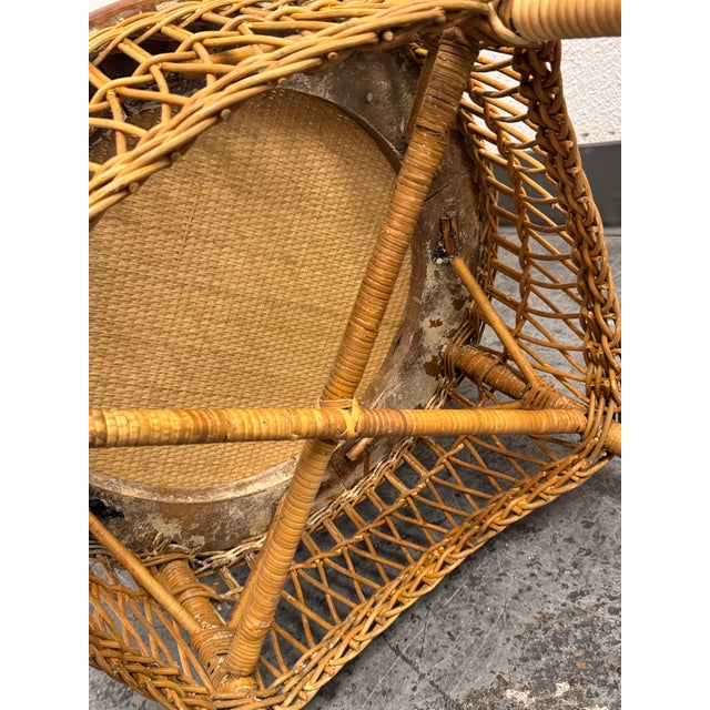 Brown Woven Rattan Armchair, Vintage For Sale - Image 8 of 12